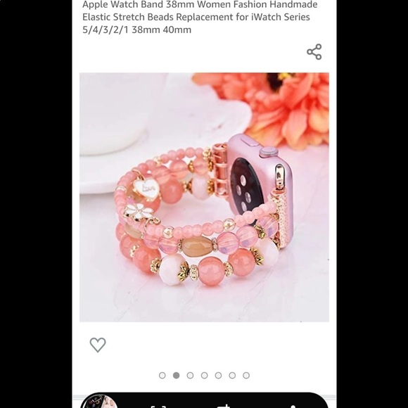 Apple Watch with Pink and Gold Beaded Strap - Picture 4 of 10